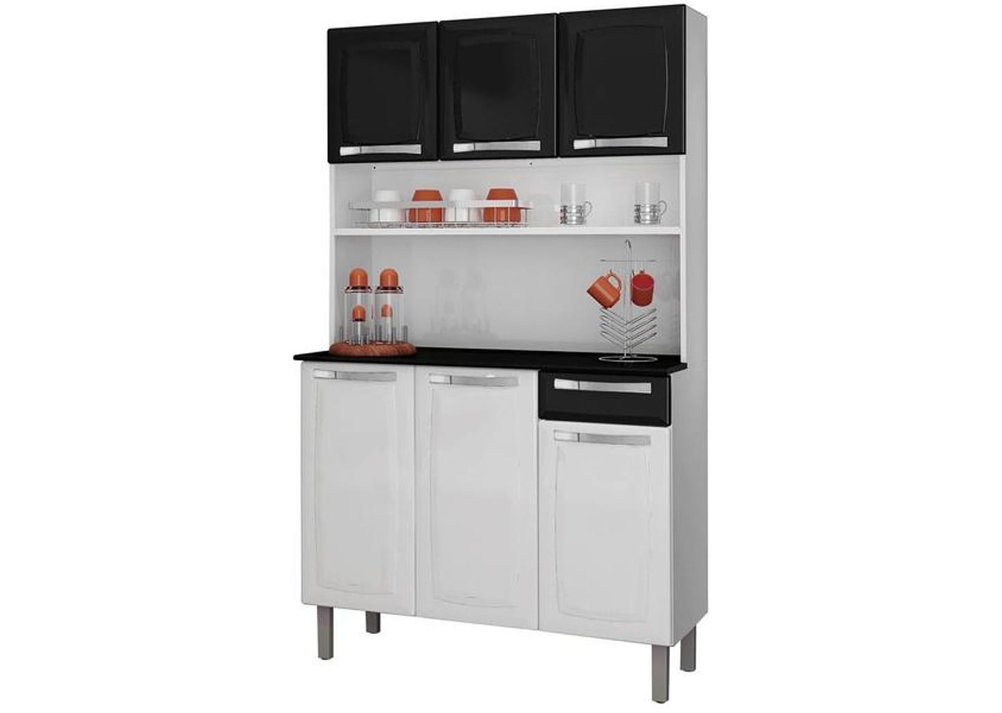 Kit Cozinha Itatiaia Rose com Tampo 6 Portas 1 Gaveta Aço