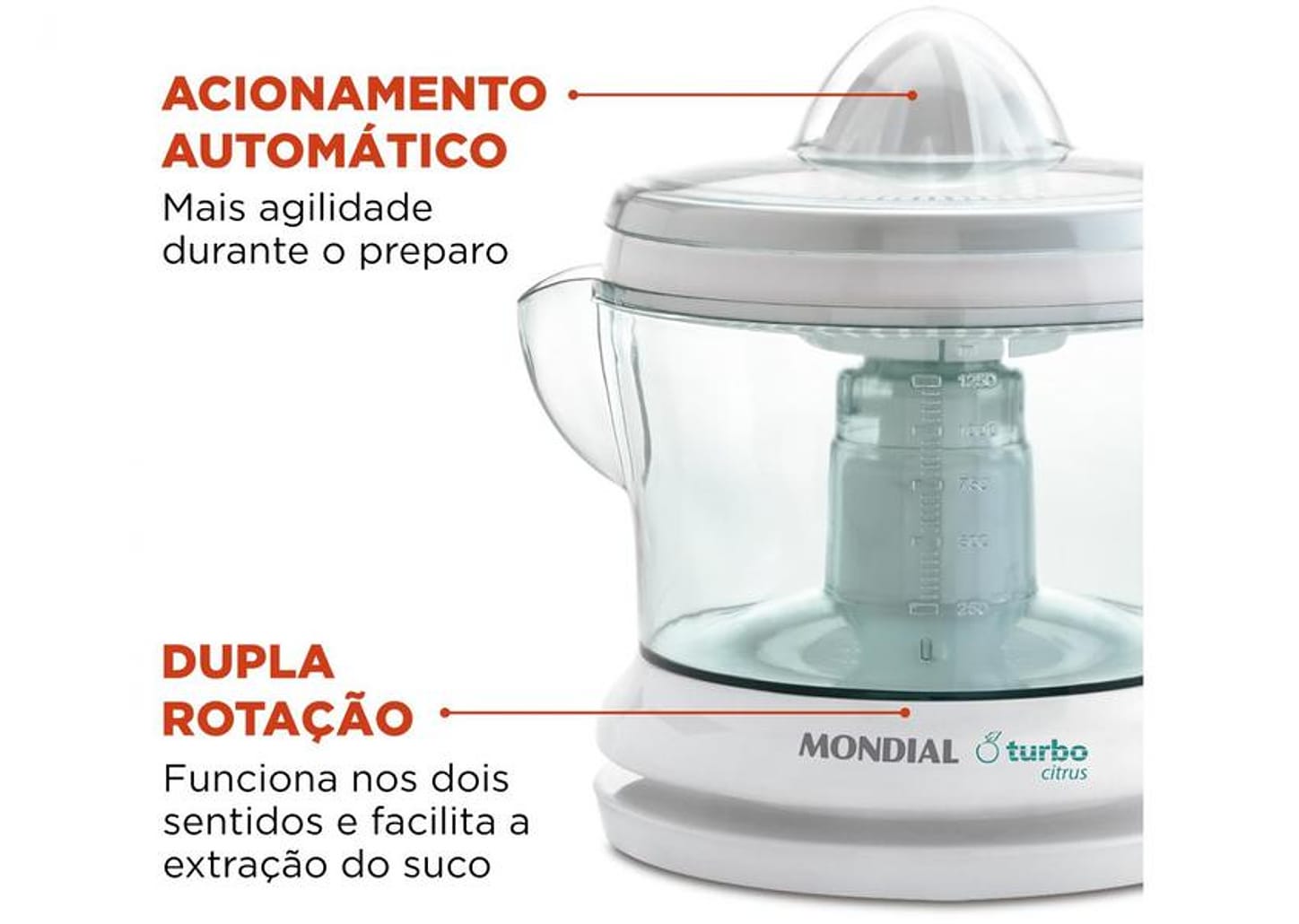 Espremedor de Frutas Mondial E-01 Elétrico 25W Branco