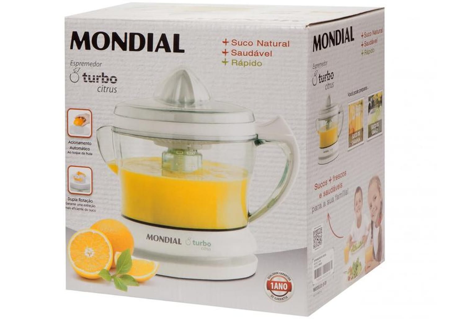 Espremedor de Frutas Mondial E-01 Elétrico 25W Branco