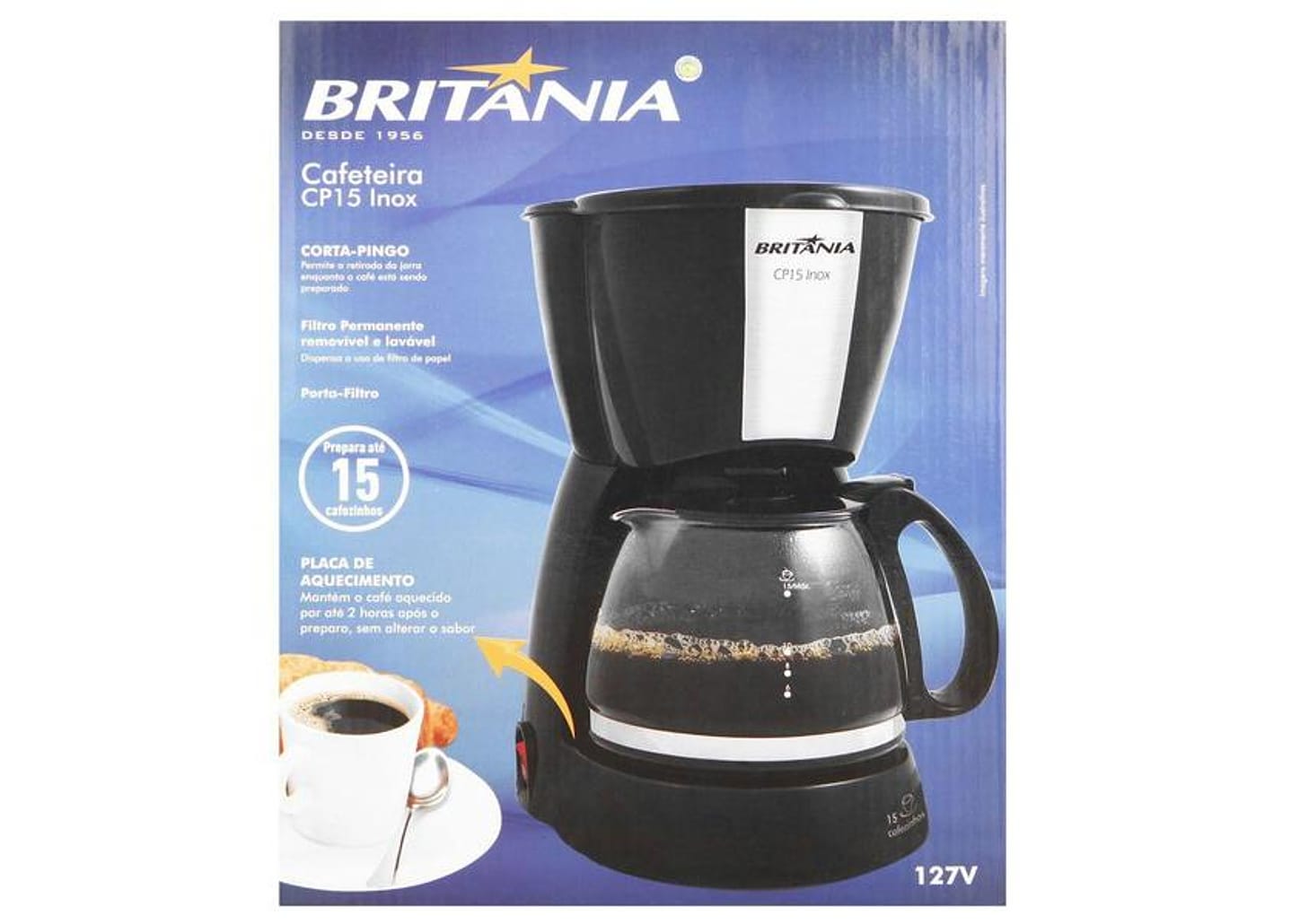 Cafeteira Elétrica Britânia CP15 15 Cafés Preto