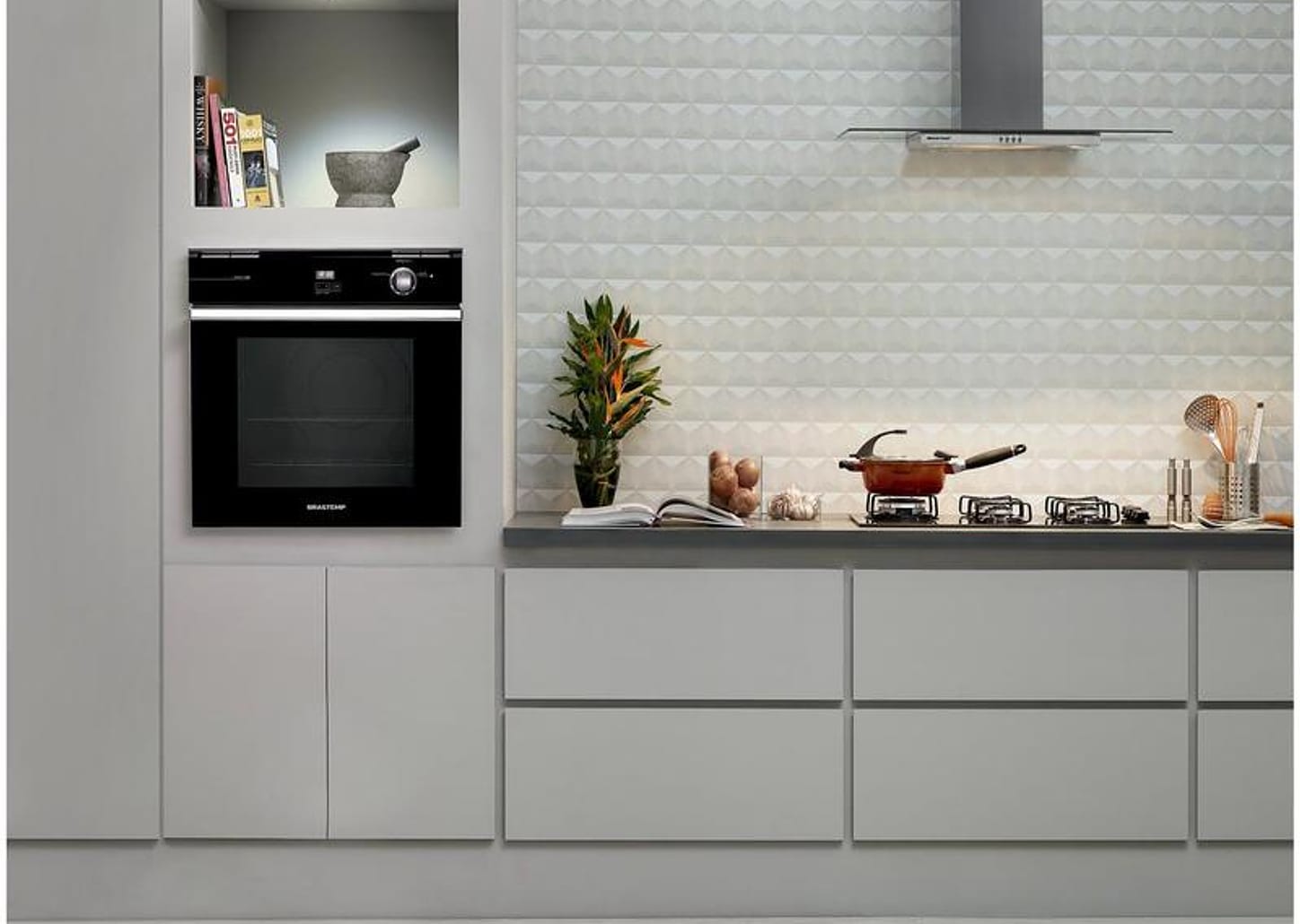 Forno a Gás de Embutir Brastemp Grill com Timer - Touch 78L Preto BOA84AE