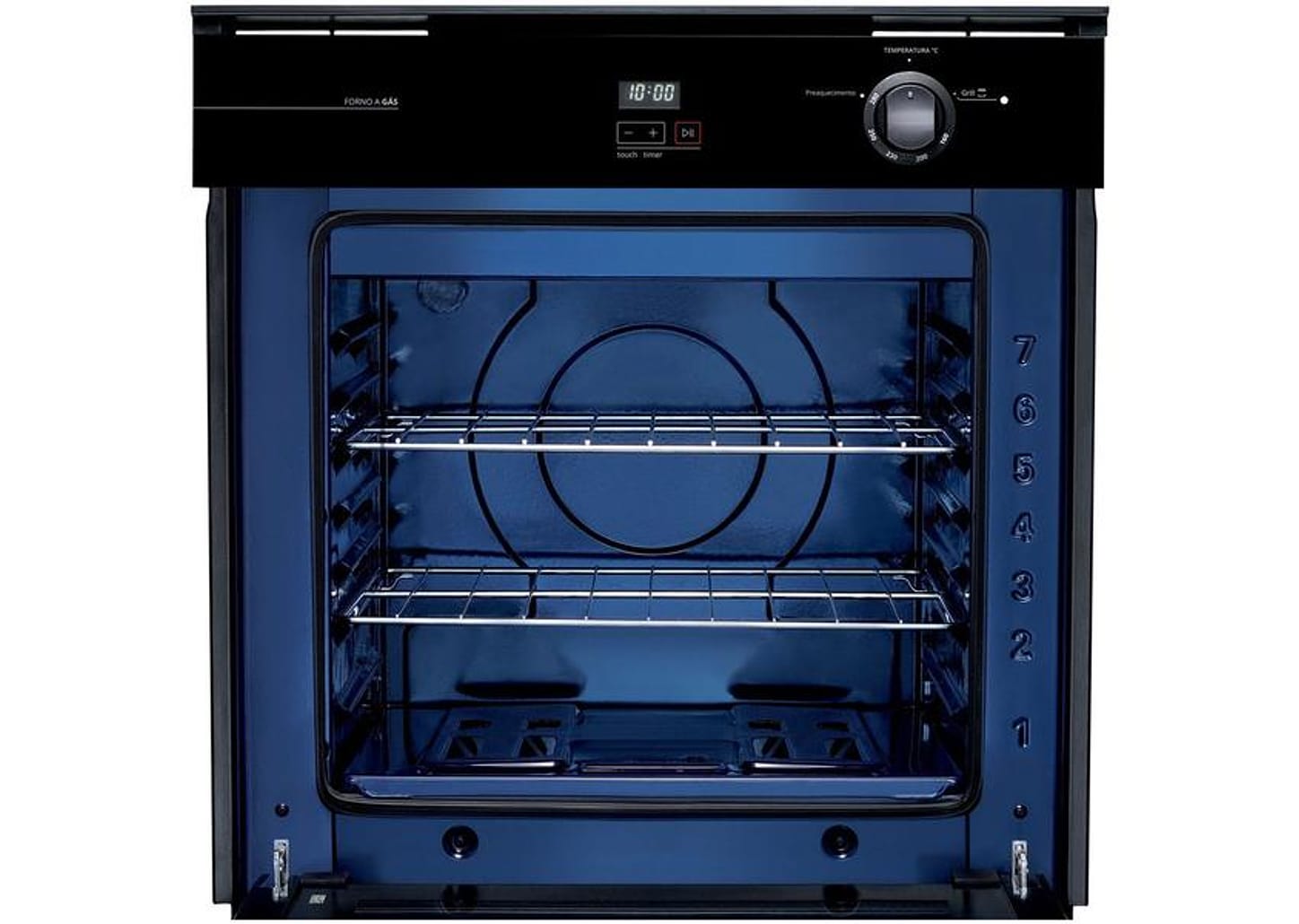 Forno a Gás de Embutir Brastemp Grill com Timer - Touch 78L Preto BOA84AE