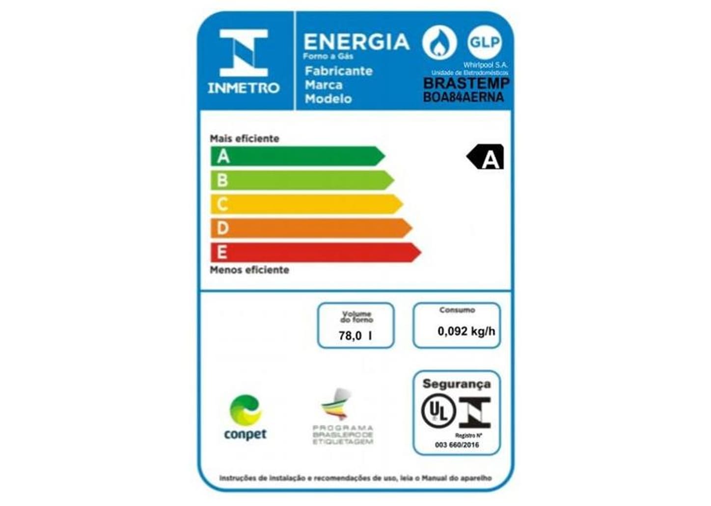 Forno a Gás de Embutir Brastemp Grill com Timer - Touch 78L Preto BOA84AE