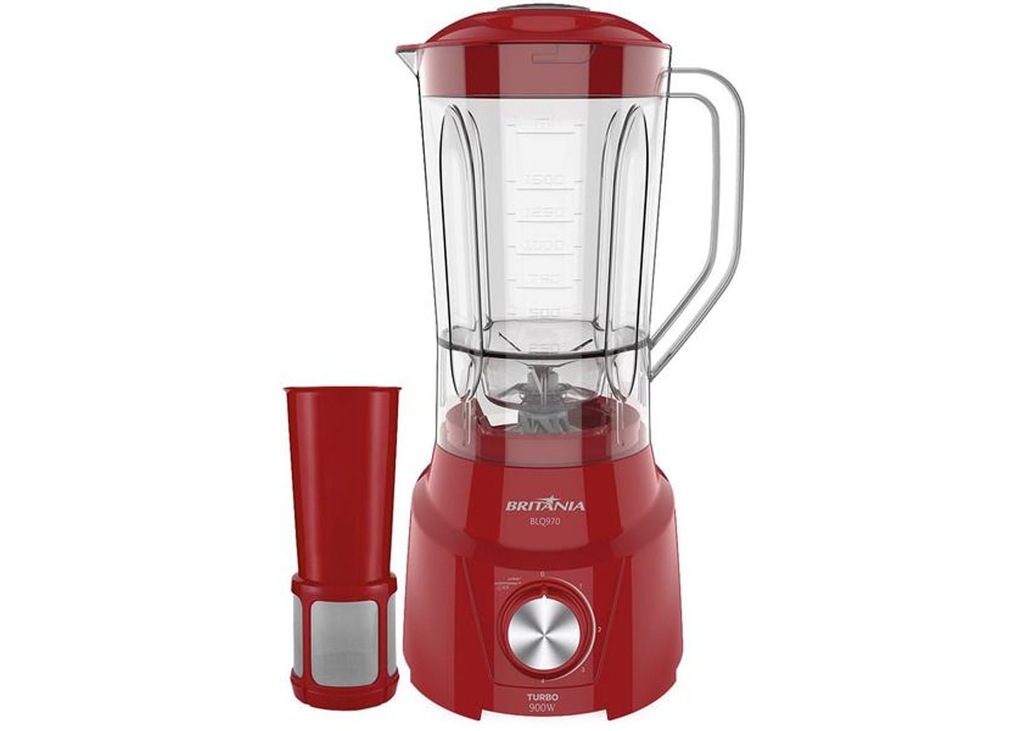 Liquidificador Britânia Turbo BLQ970V Vermelho com Filtro 4 Velocidades 900W