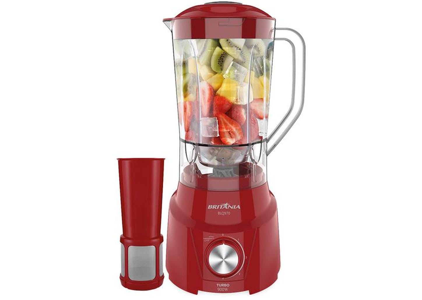 Liquidificador Britânia Turbo BLQ970V Vermelho com Filtro 4 Velocidades 900W