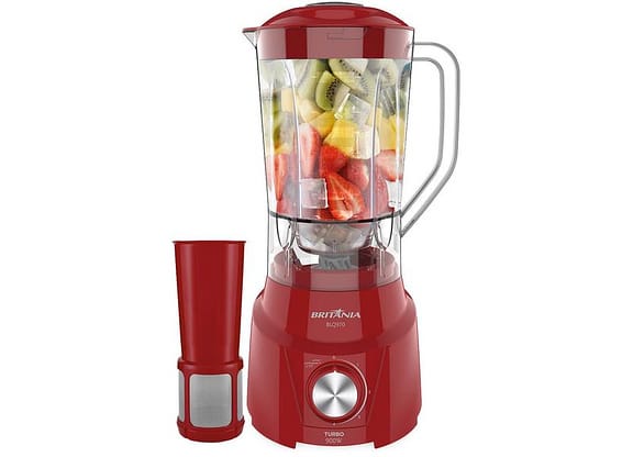 Liquidificador Britânia Turbo BLQ970V Vermelho com Filtro 4 Velocidades 900W
