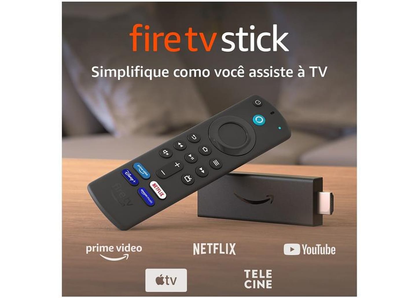 Fire TV Stick Amazon Full HD HDMI compatível com Alexa