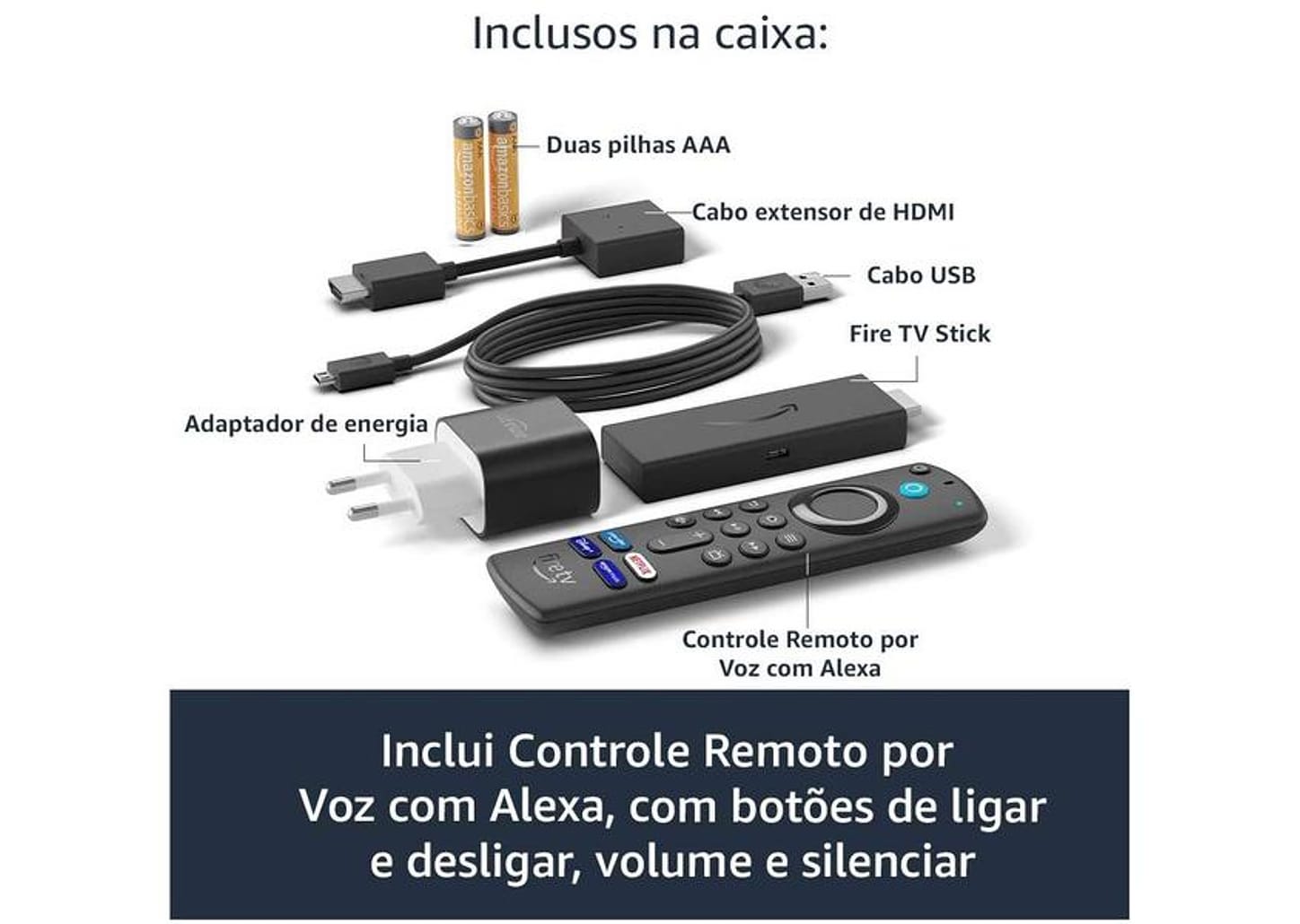 Fire TV Stick Amazon Full HD HDMI compatível com Alexa