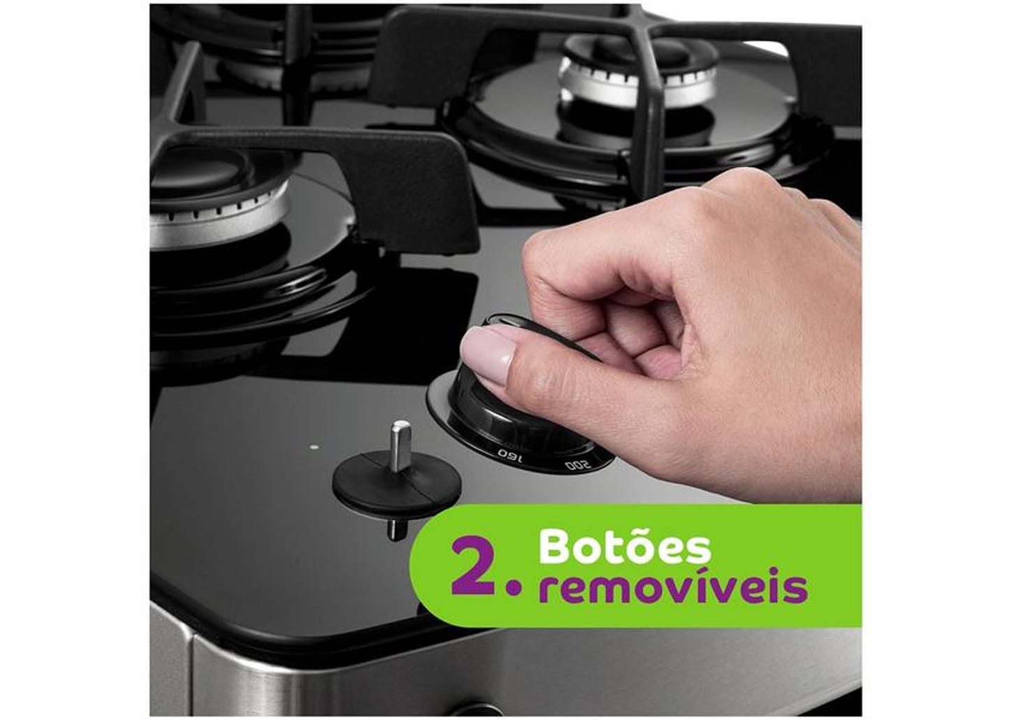 Fogão 4 Bocas Consul Inox Mesa de Vidro - Acendimento Automático CFO4 VAR