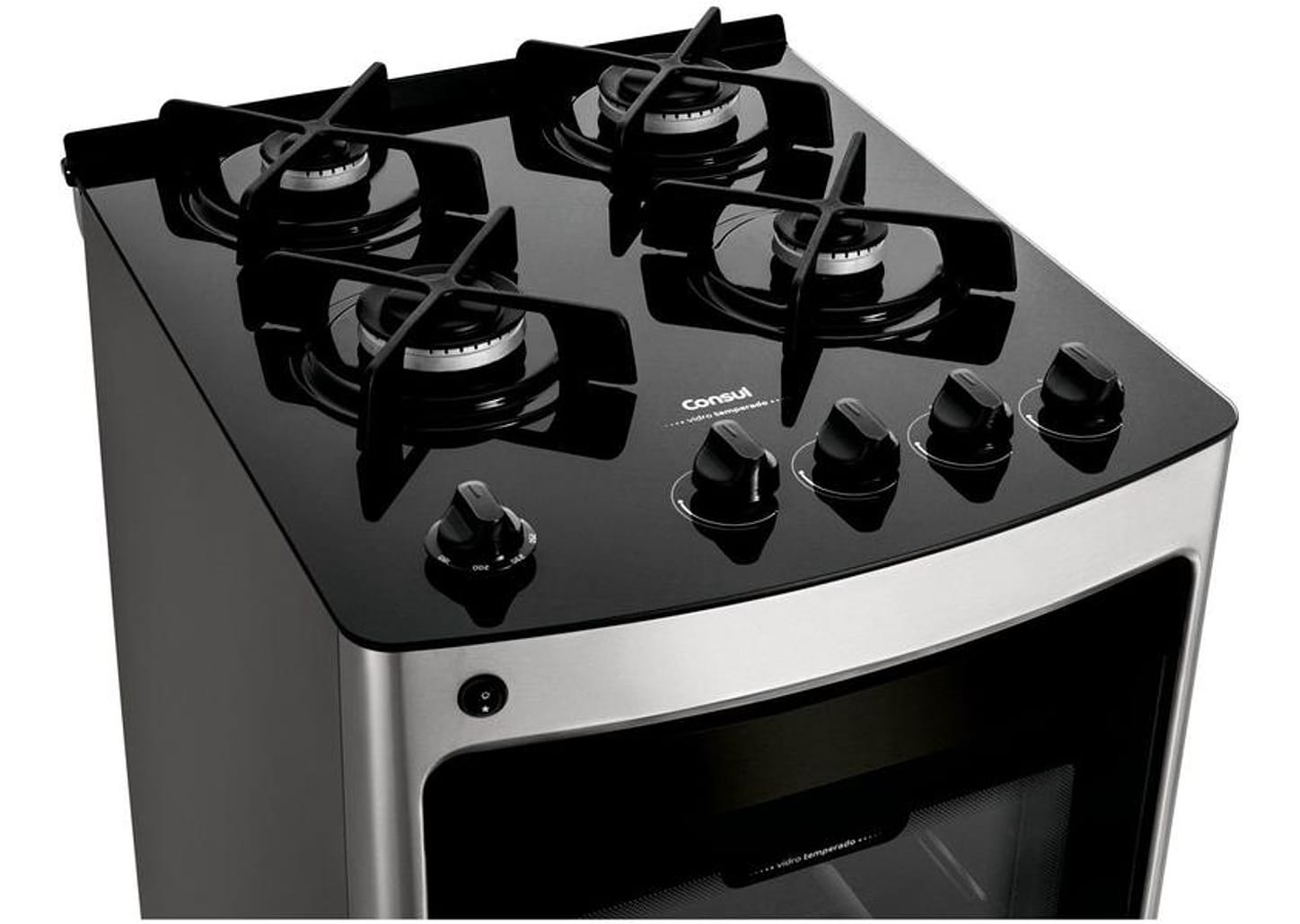 Fogão 4 Bocas Consul Inox Mesa de Vidro - Acendimento Automático CFO4 VAR