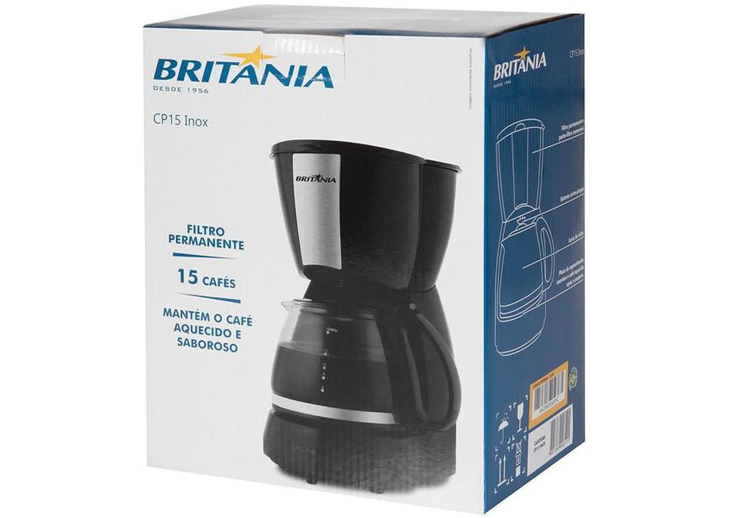 Cafeteira Elétrica Britânia CP15 15 Cafés Preto