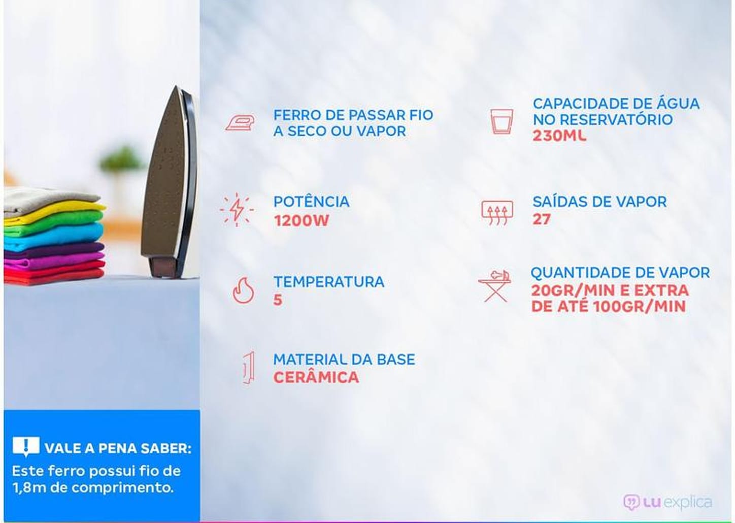 Ferro de Passar Roupa a Vapor e a Seco Arno - Steamgliss Rosa