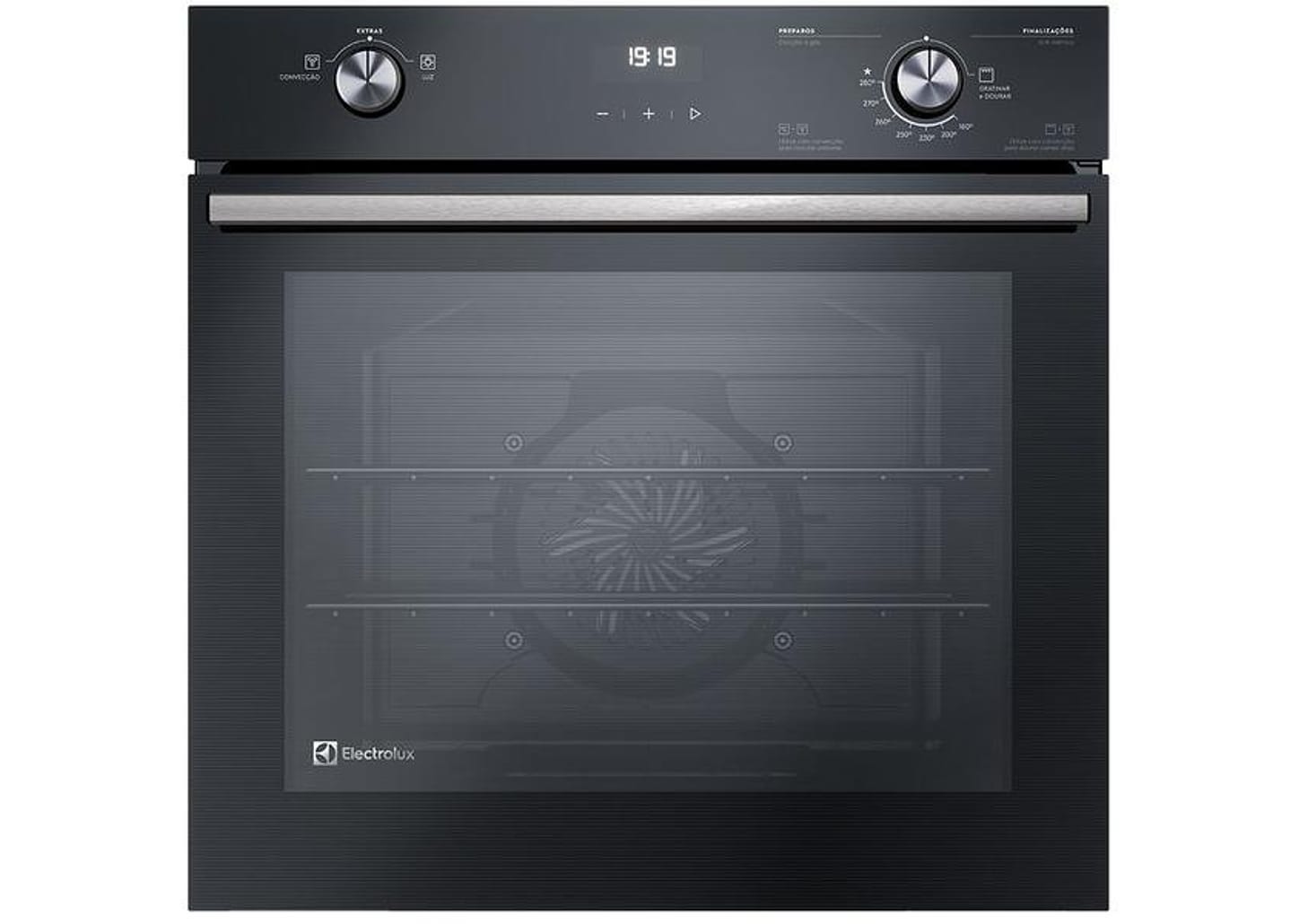 Forno a Gás de Embutir Electrolux de Convecção com Timer 80L Preto PerfectCook360 OE8GH