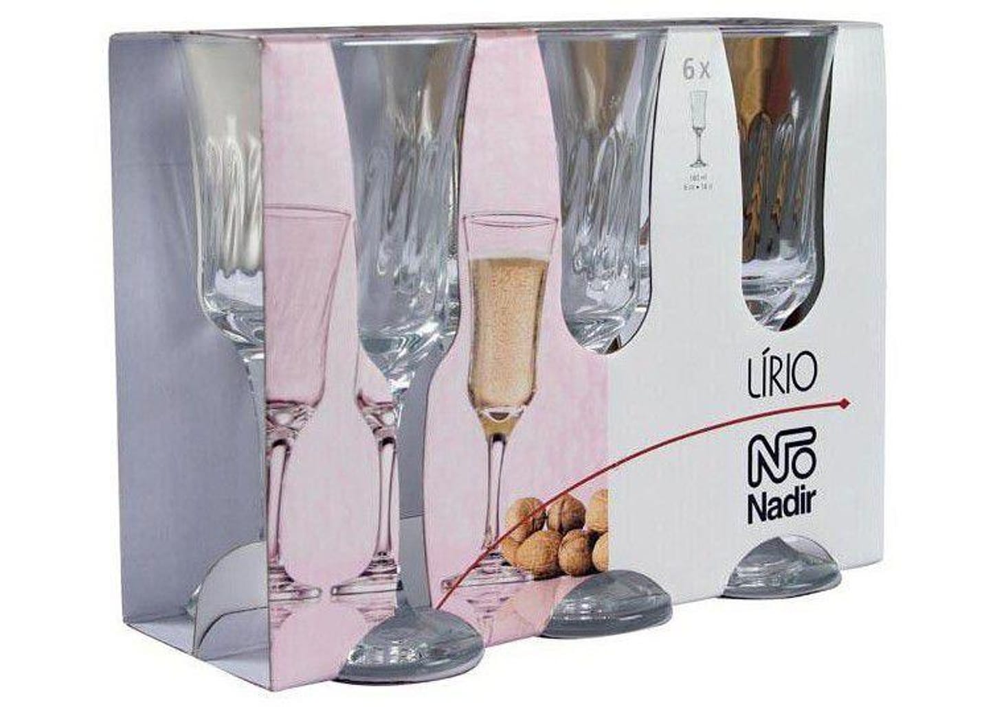 Jogo de Taças para Champanhe Vidro 6 Peças - Nadir Lírio
