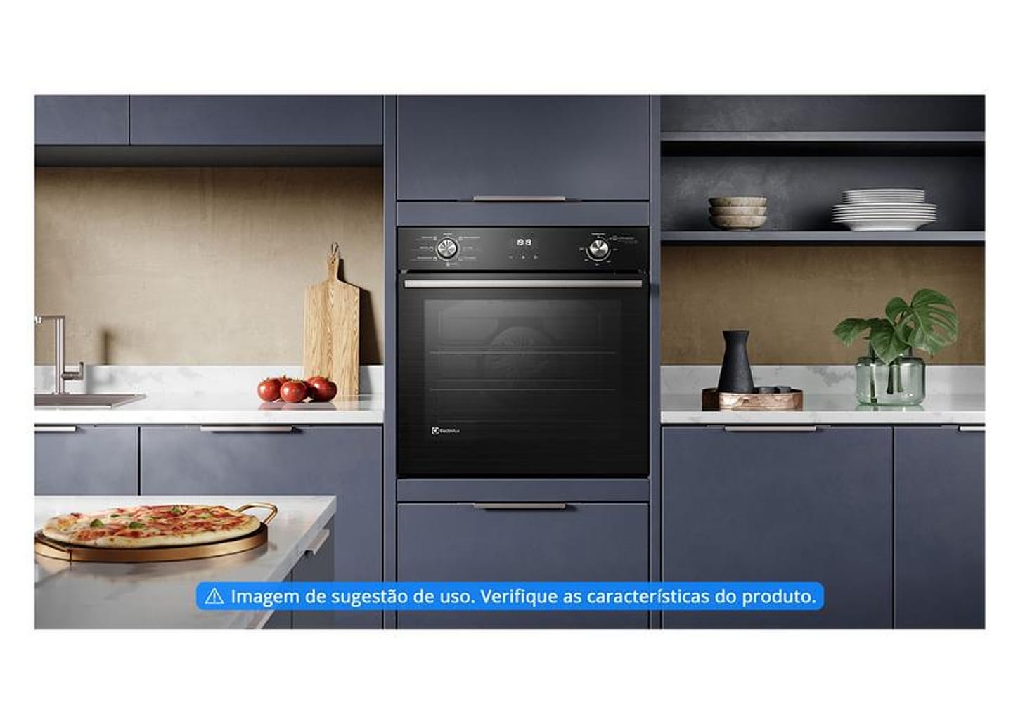 Forno a Gás de Embutir Electrolux de Convecção com Timer 80L Preto PerfectCook360 OE8GH