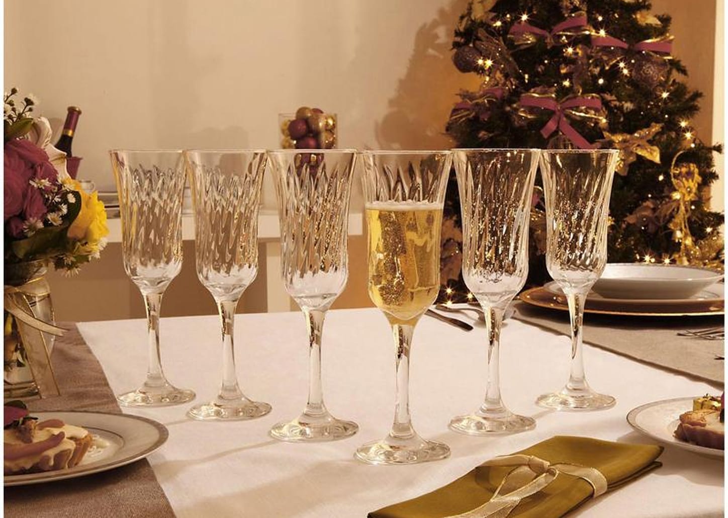 Jogo de Taças para Champanhe Vidro 6 Peças - Nadir Lírio