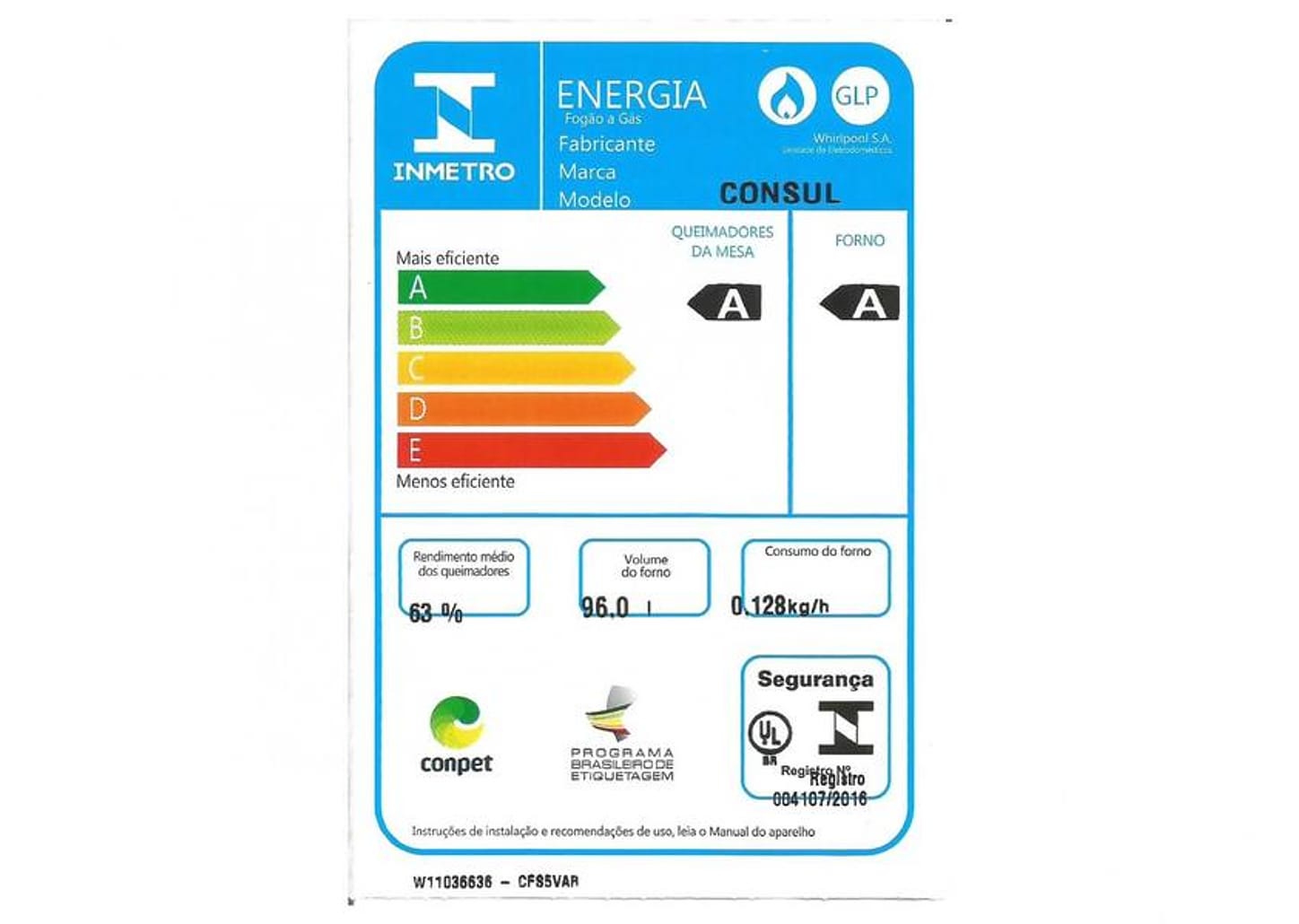 Fogão 5 Bocas Consul Mesa de Vidro - Acendimento Automático CFS5 VAR