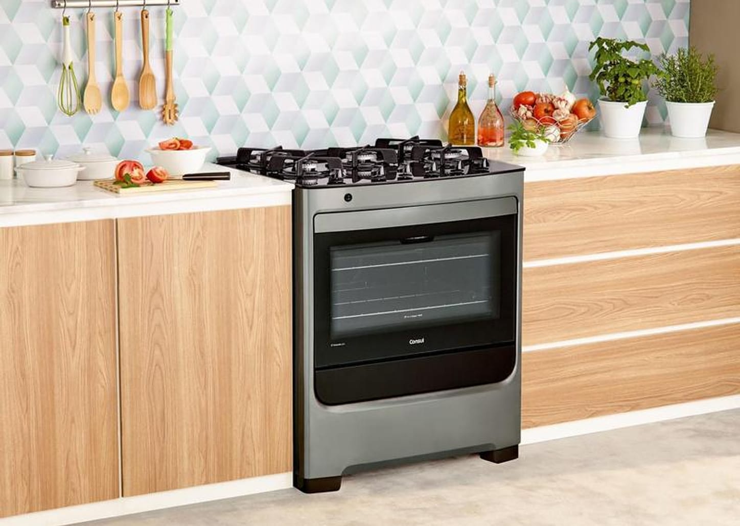 Fogão 5 Bocas Consul Mesa de Vidro - Acendimento Automático CFS5 VAR