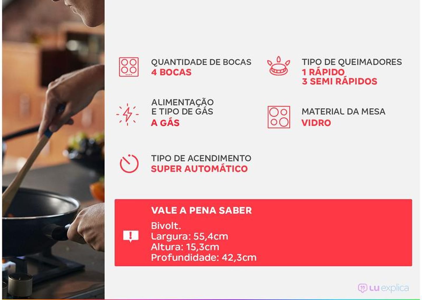 Cooktop 4 Bocas Continental a Gás GLP Preto - KC4GP