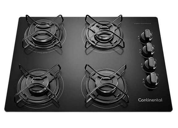 Cooktop 4 Bocas Continental a Gás GLP Preto - KC4GP