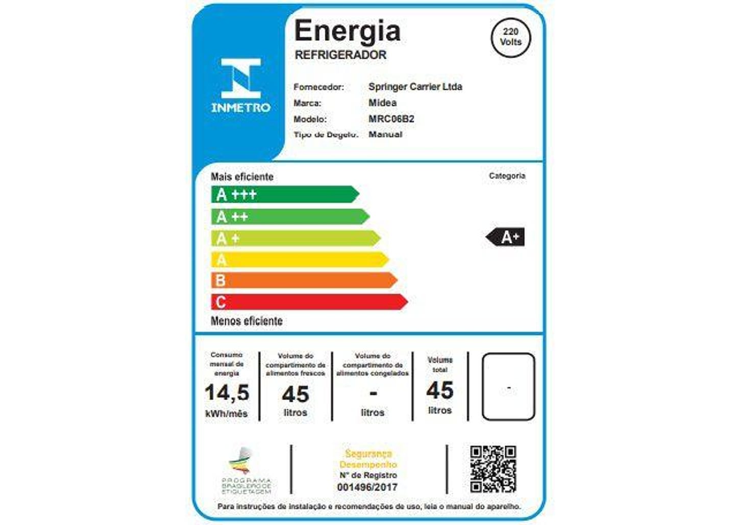 Frigobar Midea 45L Branco - MRC06B2