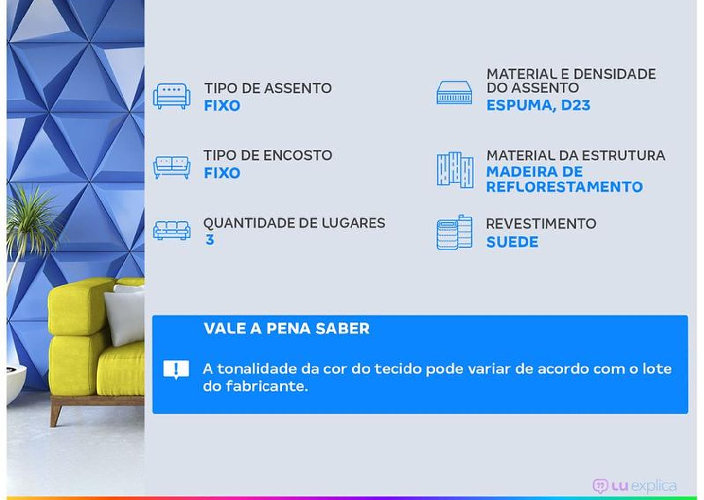 Sofá 3 Lugares Suede Decore Cascaya Linoforte