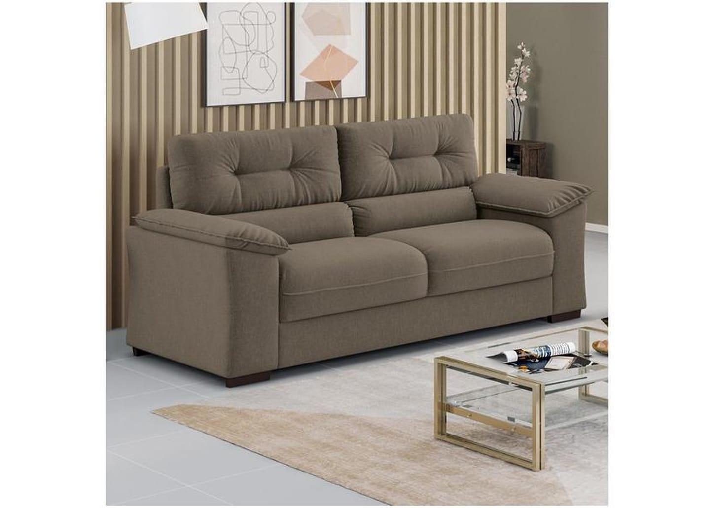 Sofá 3 Lugares Suede Decore Cascaya Linoforte