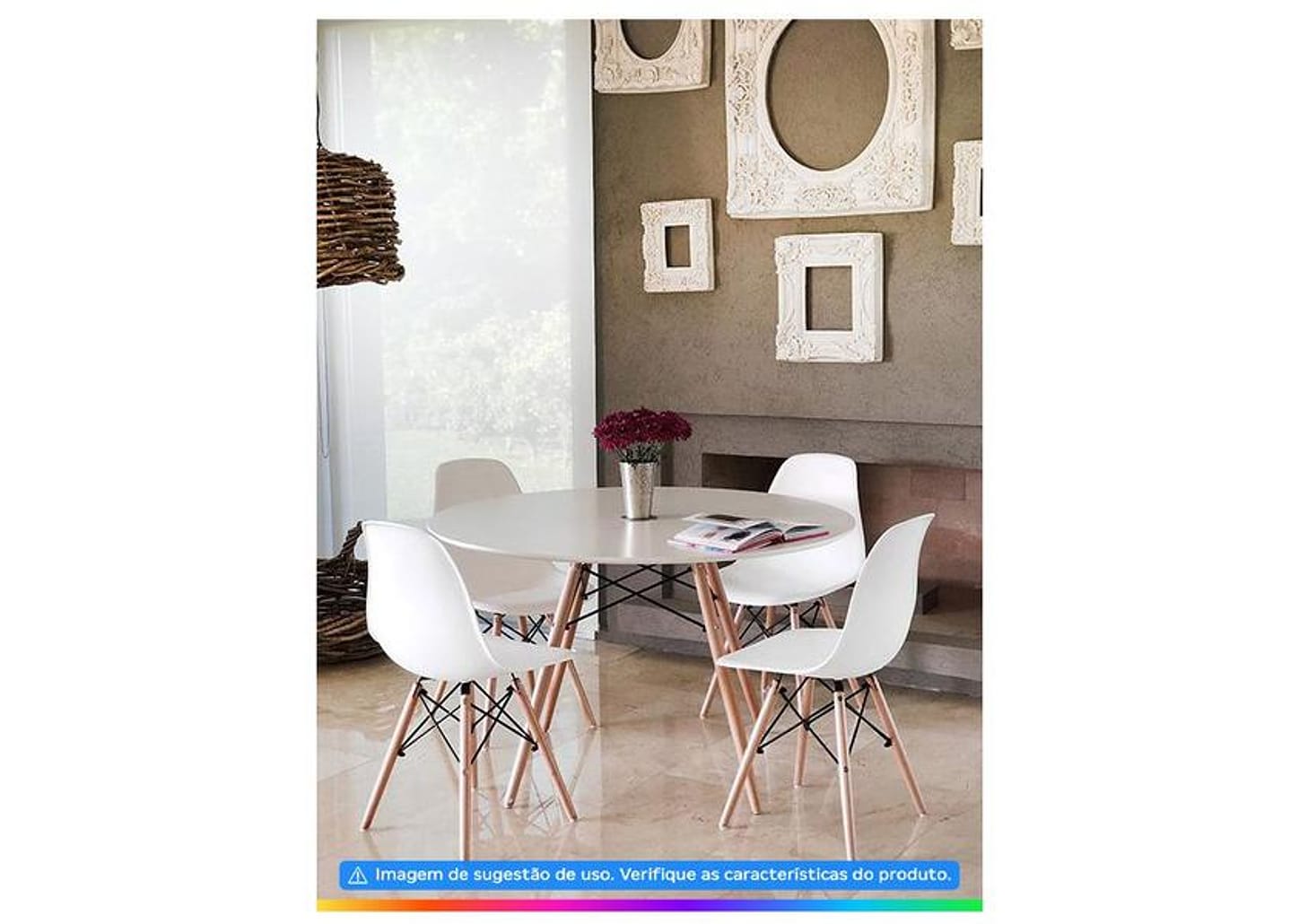 Jogo de Cadeiras Pé Palito Assento Branco EAM-BR1
