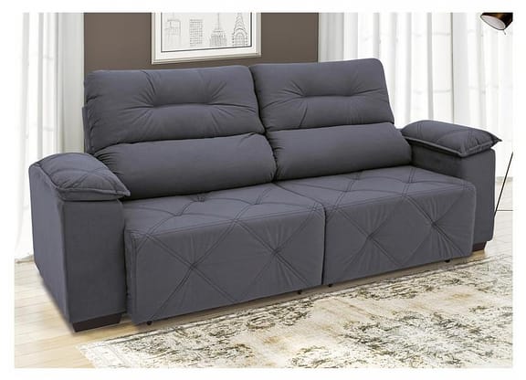 Sofá Retrátil Reclinável 3 Lugares Suede Moviment Grazzia Linoforte