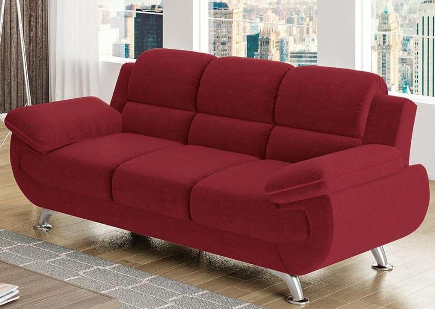 Sofá 3 Lugares Suede Spazium Linoforte