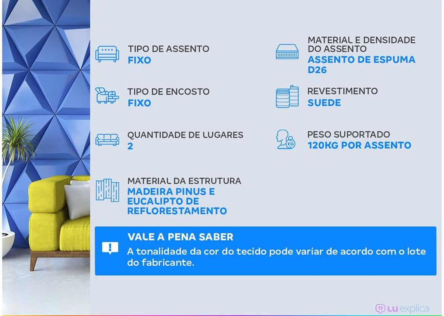 Sofá 2 Lugares Suede Spazium Linoforte