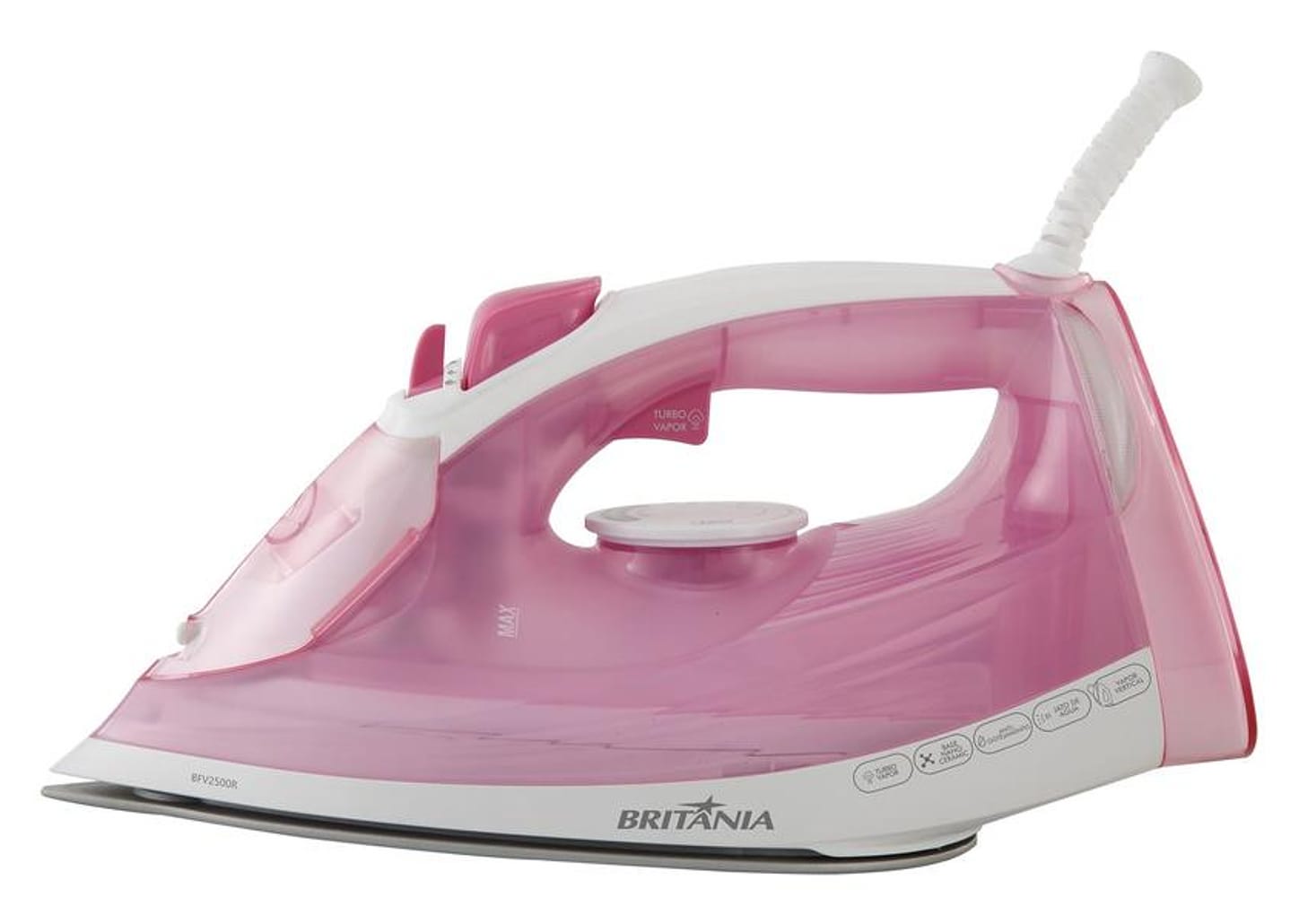 Ferro de Passar Roupa a Vapor Britânia - Nano Ceramic BFV2500R Rosa