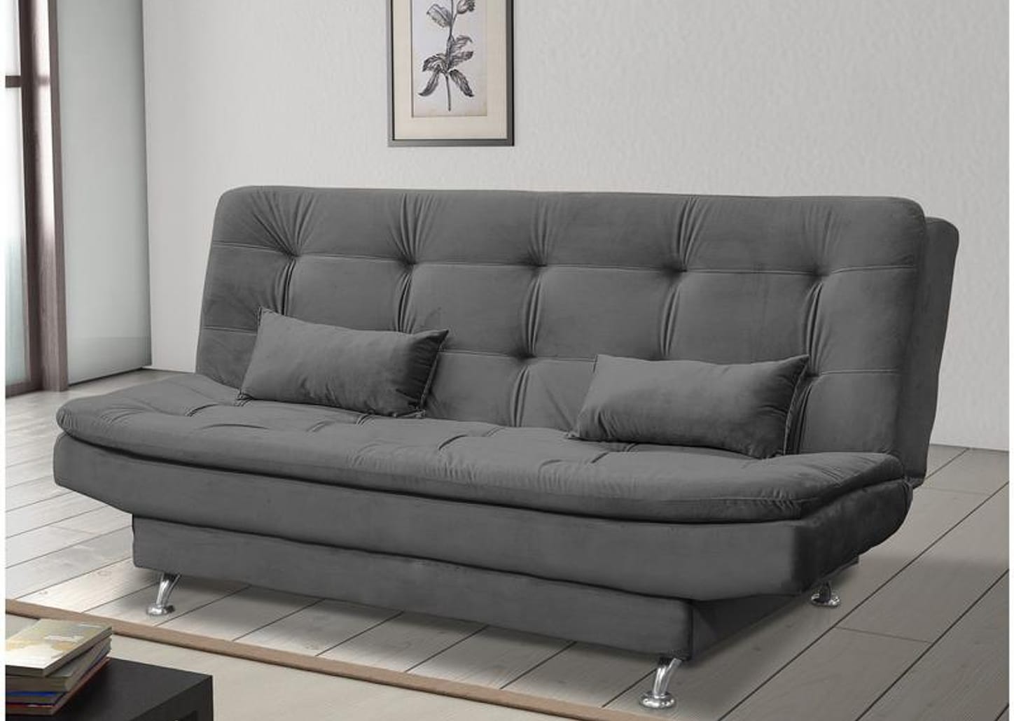 Sofá-cama Casal 3 Lugares Reclinável Veludo Light Matrix Salomé