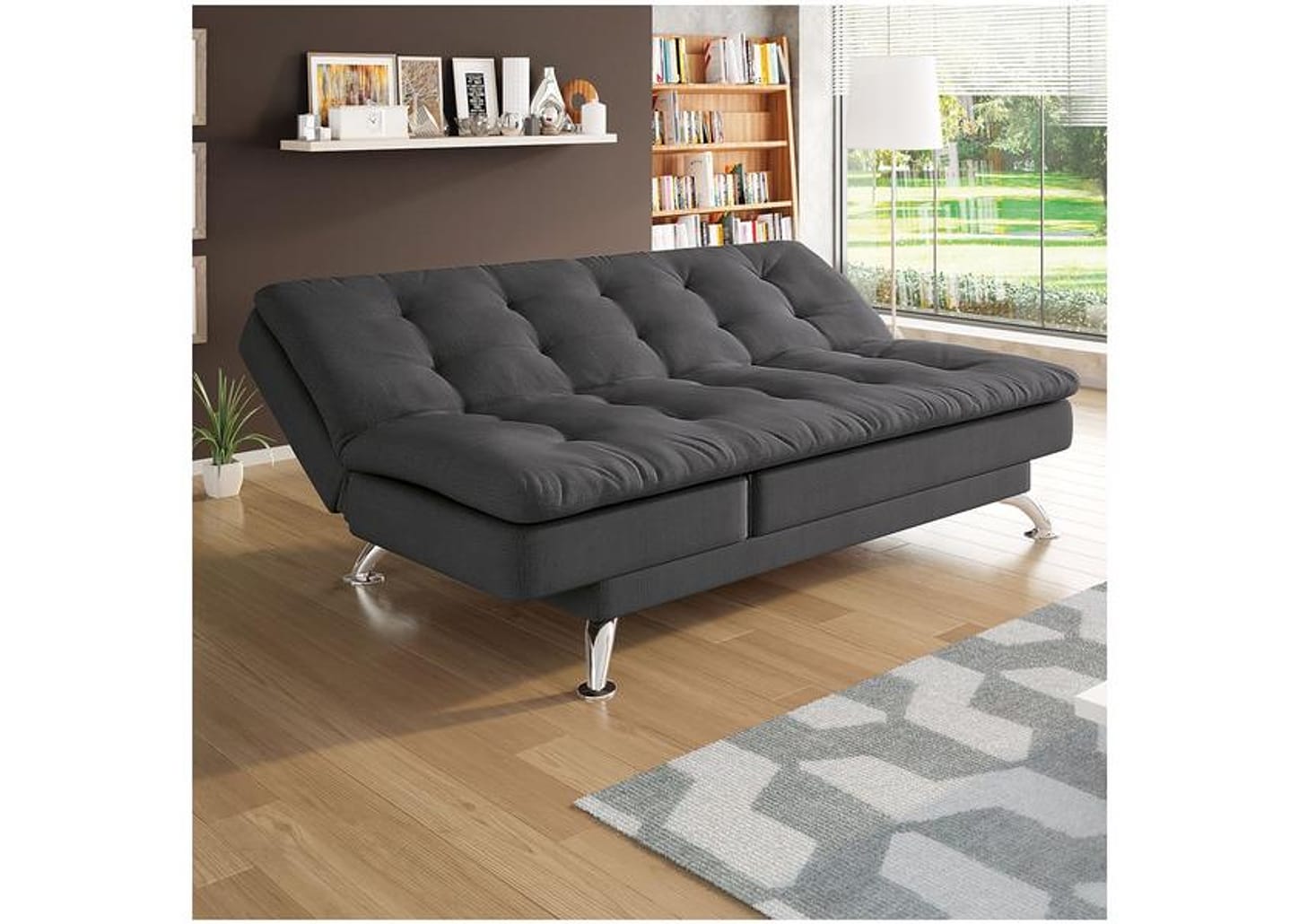 Sofá-cama Casal 3 Lugares Suede Linoforte Jade A2