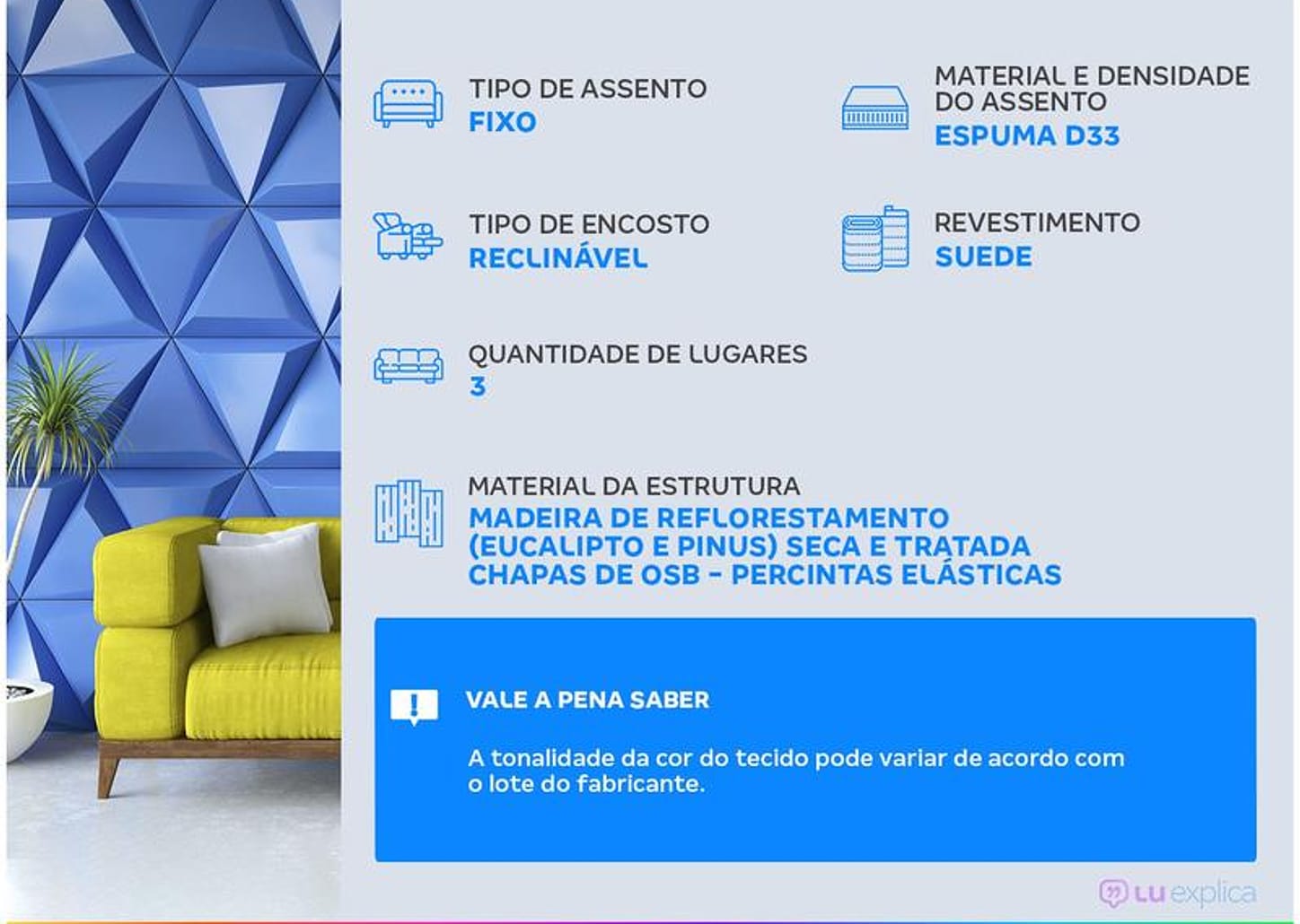 Sofá-cama Casal 3 Lugares Suede Linoforte Jade A2