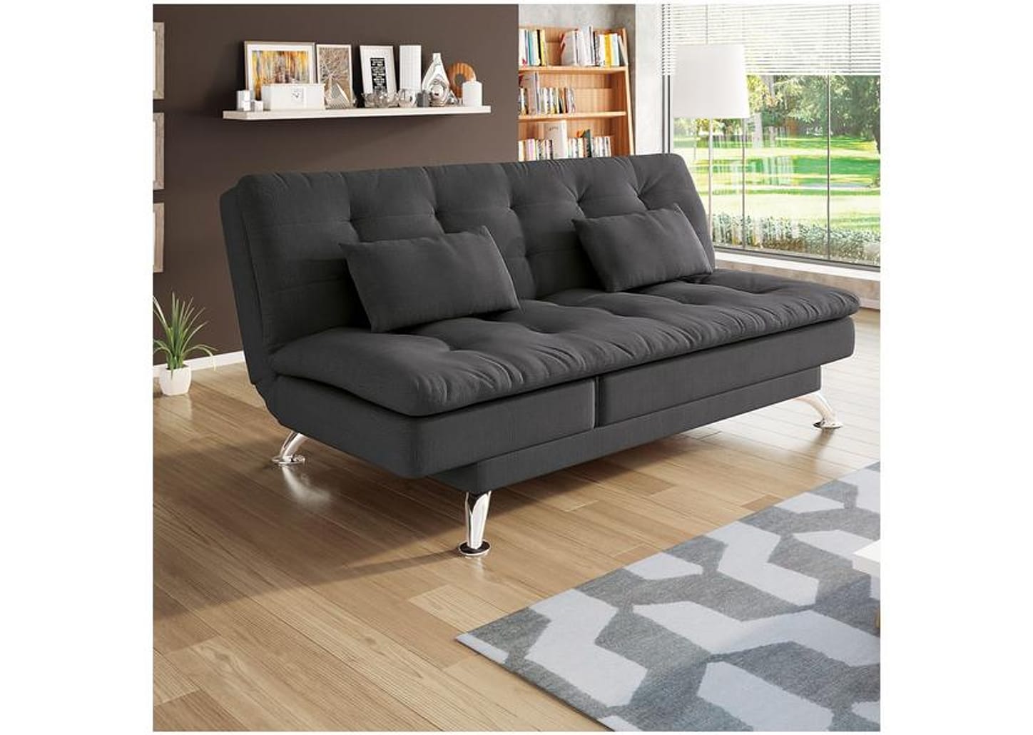 Sofá-cama Casal 3 Lugares Suede Linoforte Jade A2
