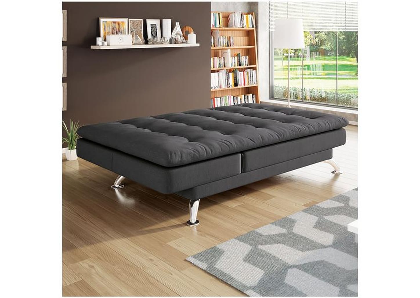 Sofá-cama Casal 3 Lugares Suede Linoforte Jade A2