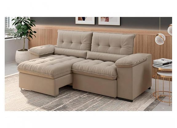 Sofá Retrátil Reclinável 3 Lugares Suede Veludo - Arezzo BestHouse