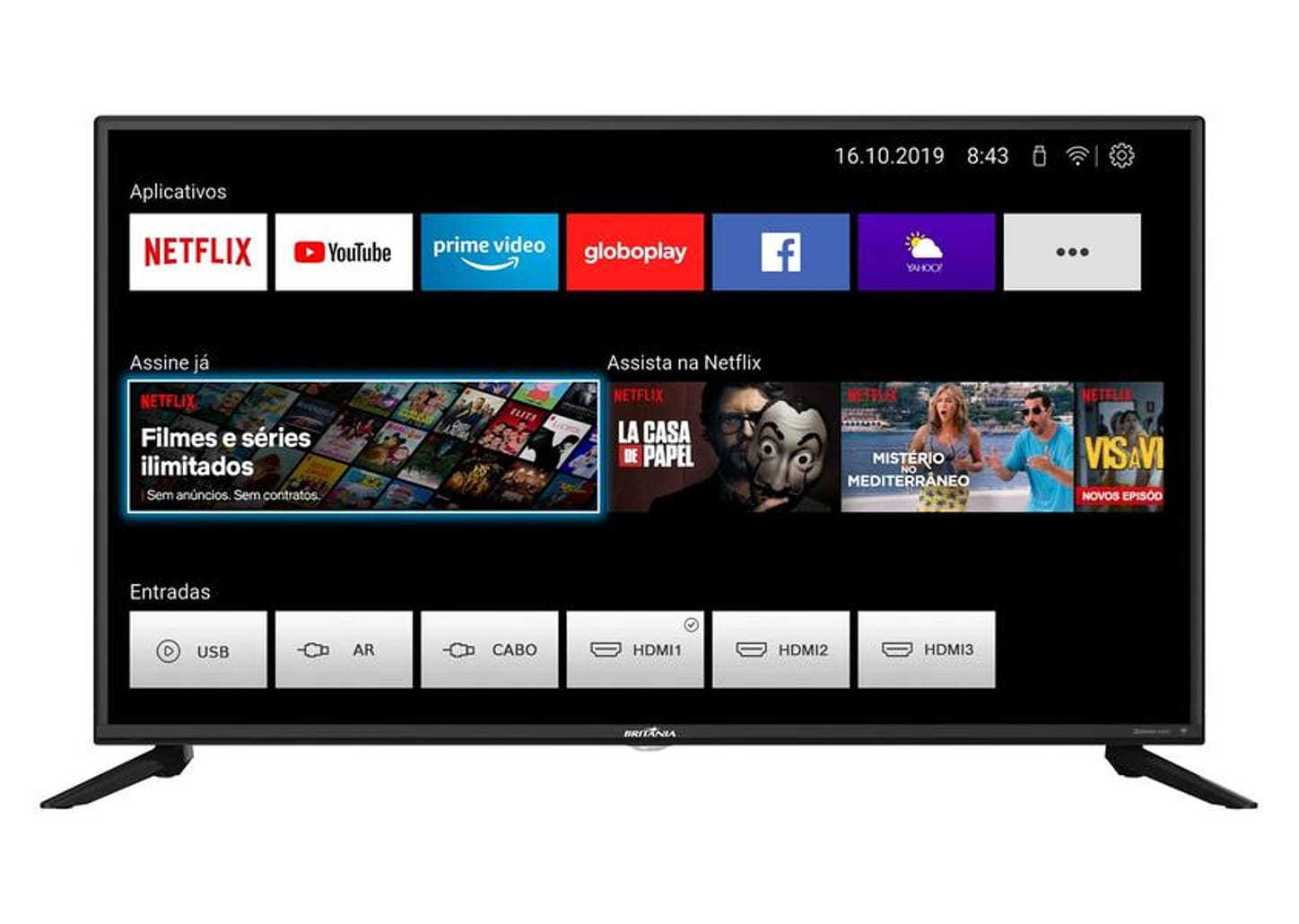 Smart TV Full HD D-LED 42” Britania BTV42G70N5CF - Wi-Fi 3 HDMI 2 USB