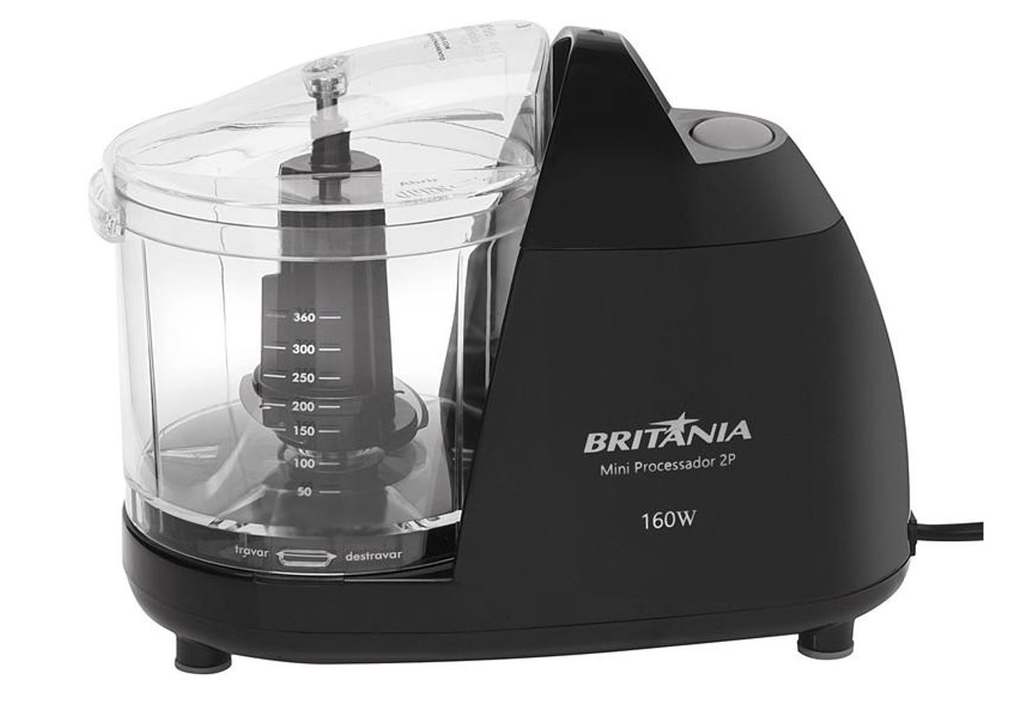 Mini Processador de Alimentos Britânia Preto 2P 50W