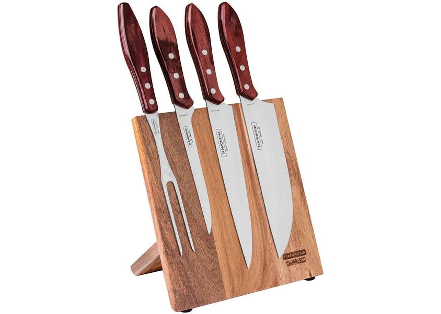 Jogo de Facas Churrasco Tramontina Inox com Tábua Polywood 5 Peças