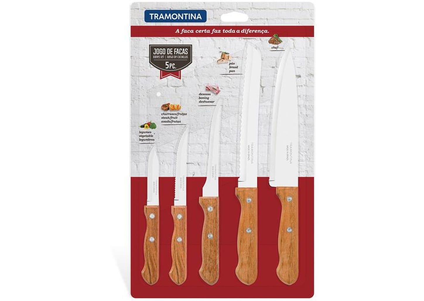 Jogo de Facas Tramontina Inox Dynamic 5 Peças