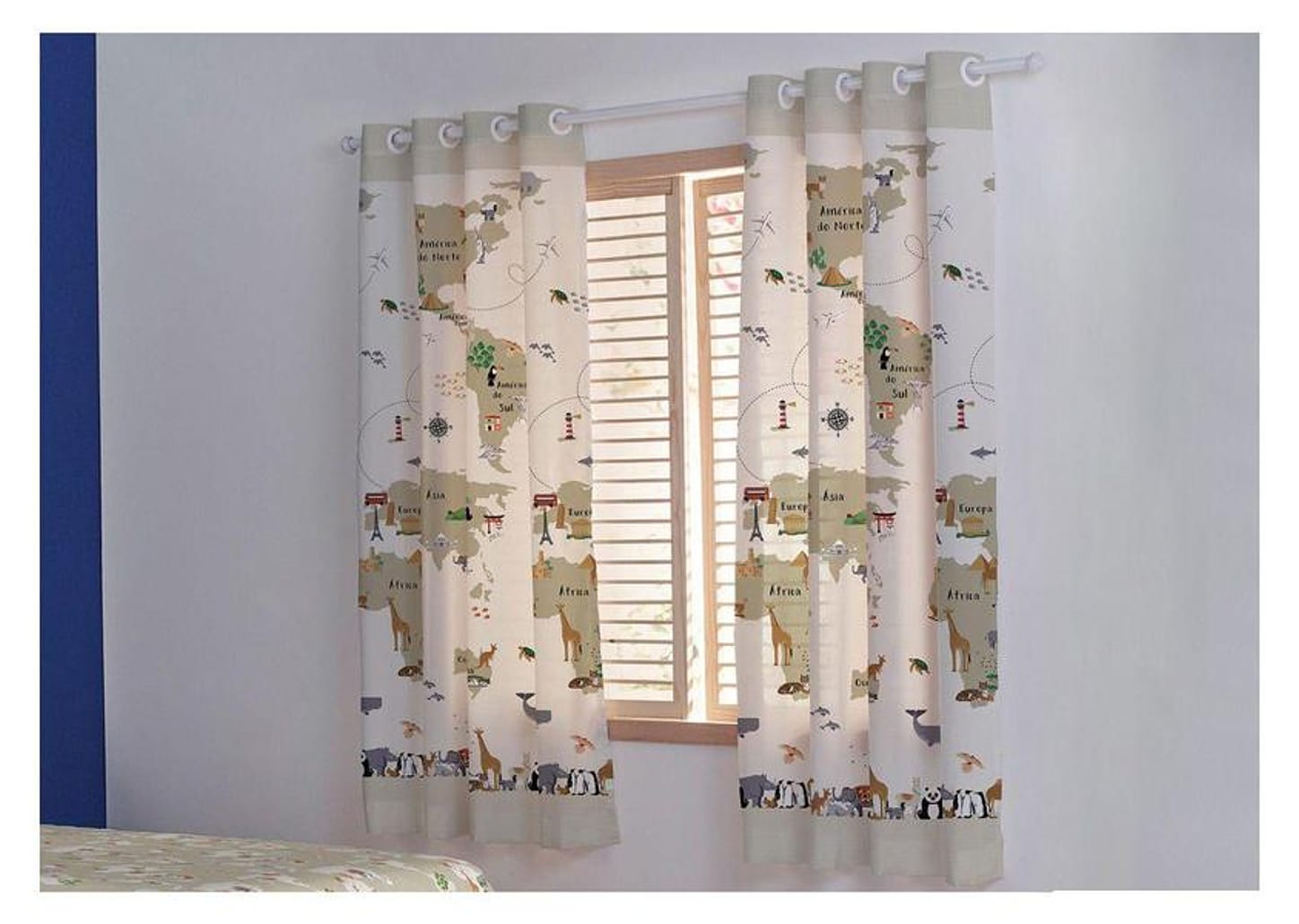 Cortina Infantil Santista Londres Maps 180x280cm