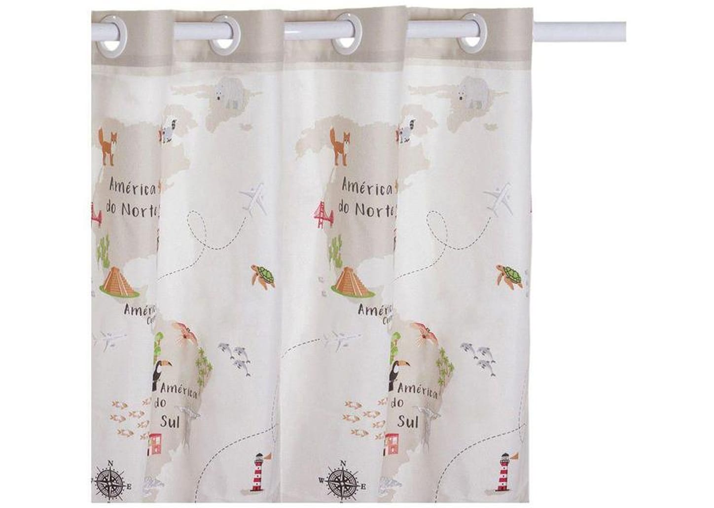 Cortina Infantil Santista Londres Maps 180x280cm