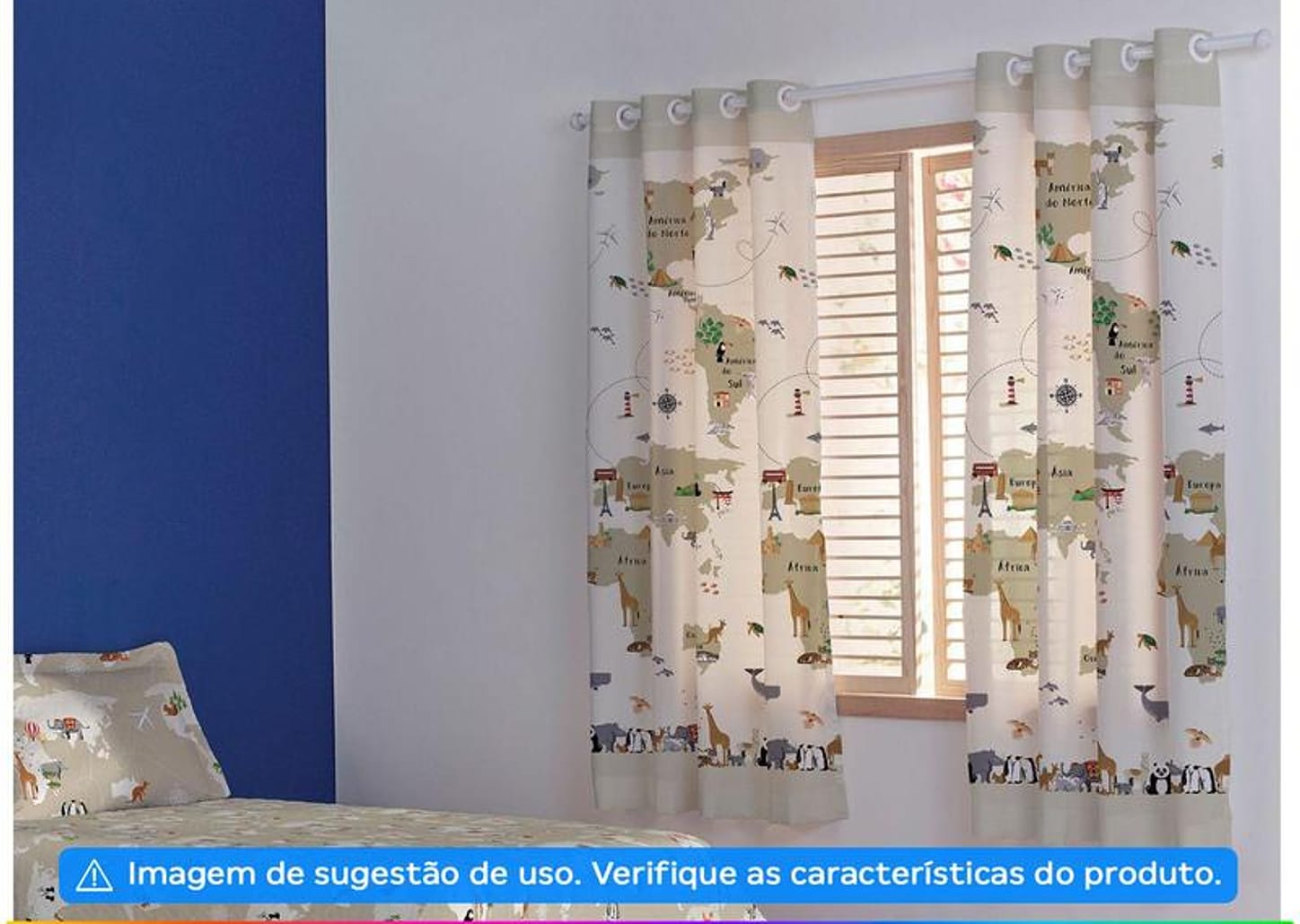 Cortina Infantil Santista Londres Maps 180x280cm