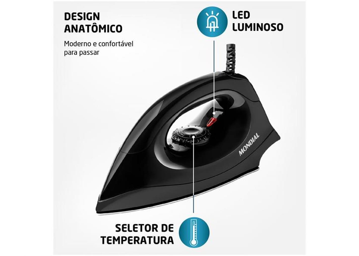 Ferro de Passar Roupa a Seco Mondial FSN-55-B - Preto