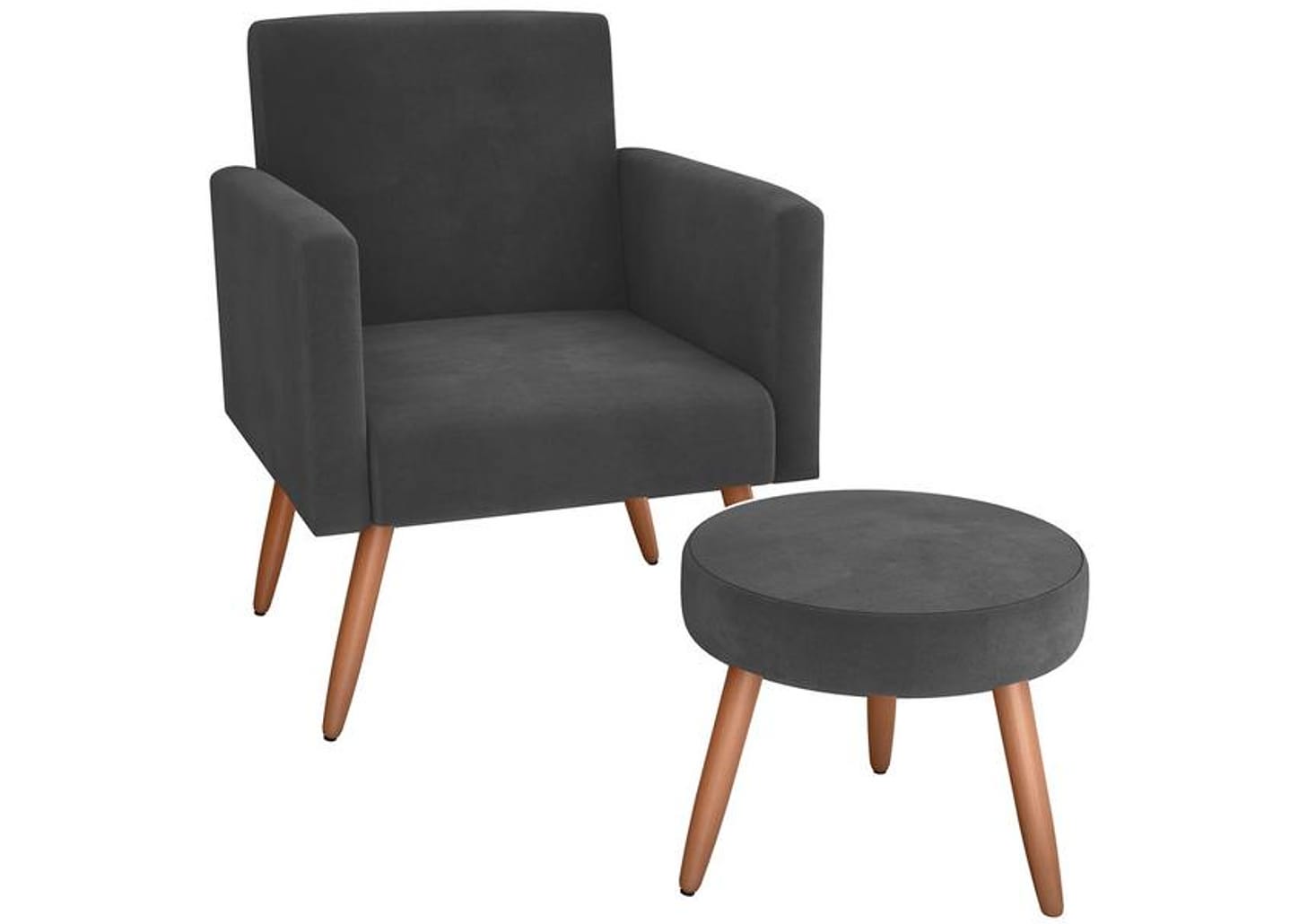 Poltrona Decorativa com Puff Moderno Matrix - Madri