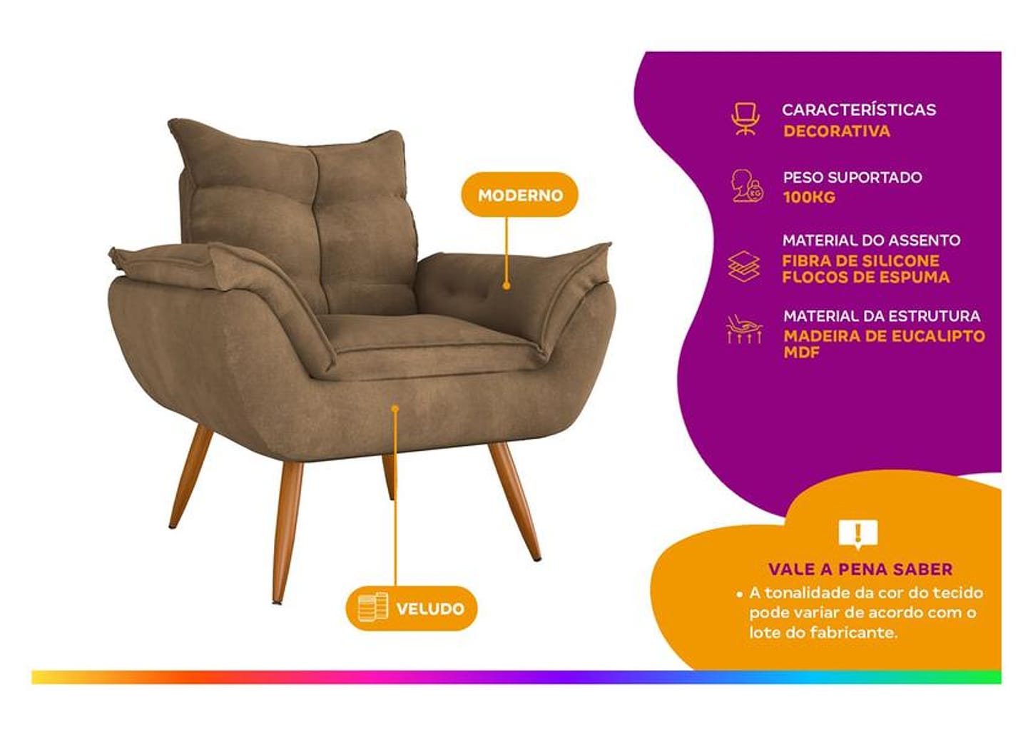 Poltrona Decorativa Moderno Matrix Tóquio