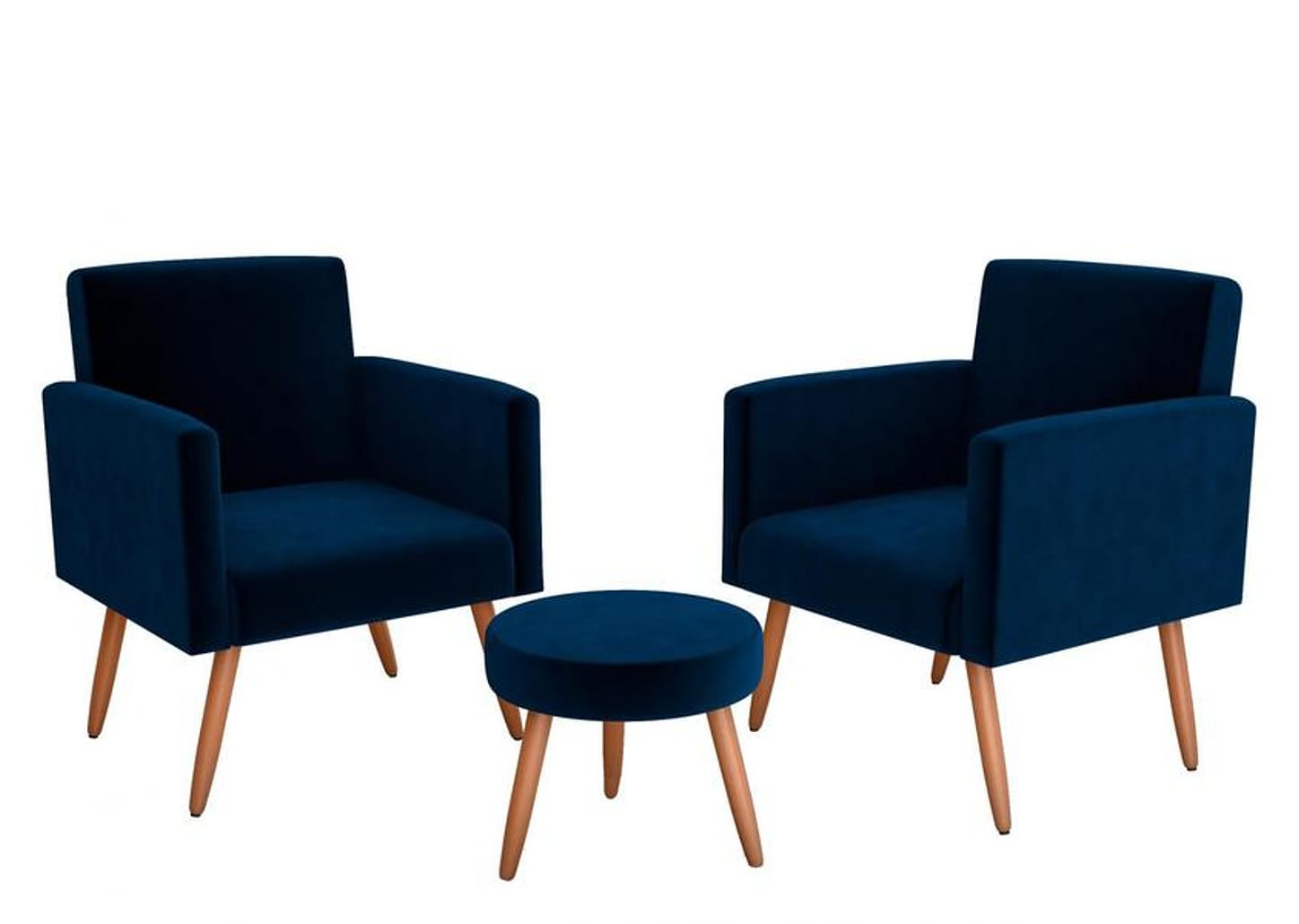 Kit Poltronas com Puff Moderno Matrix Dallas 3 Peças