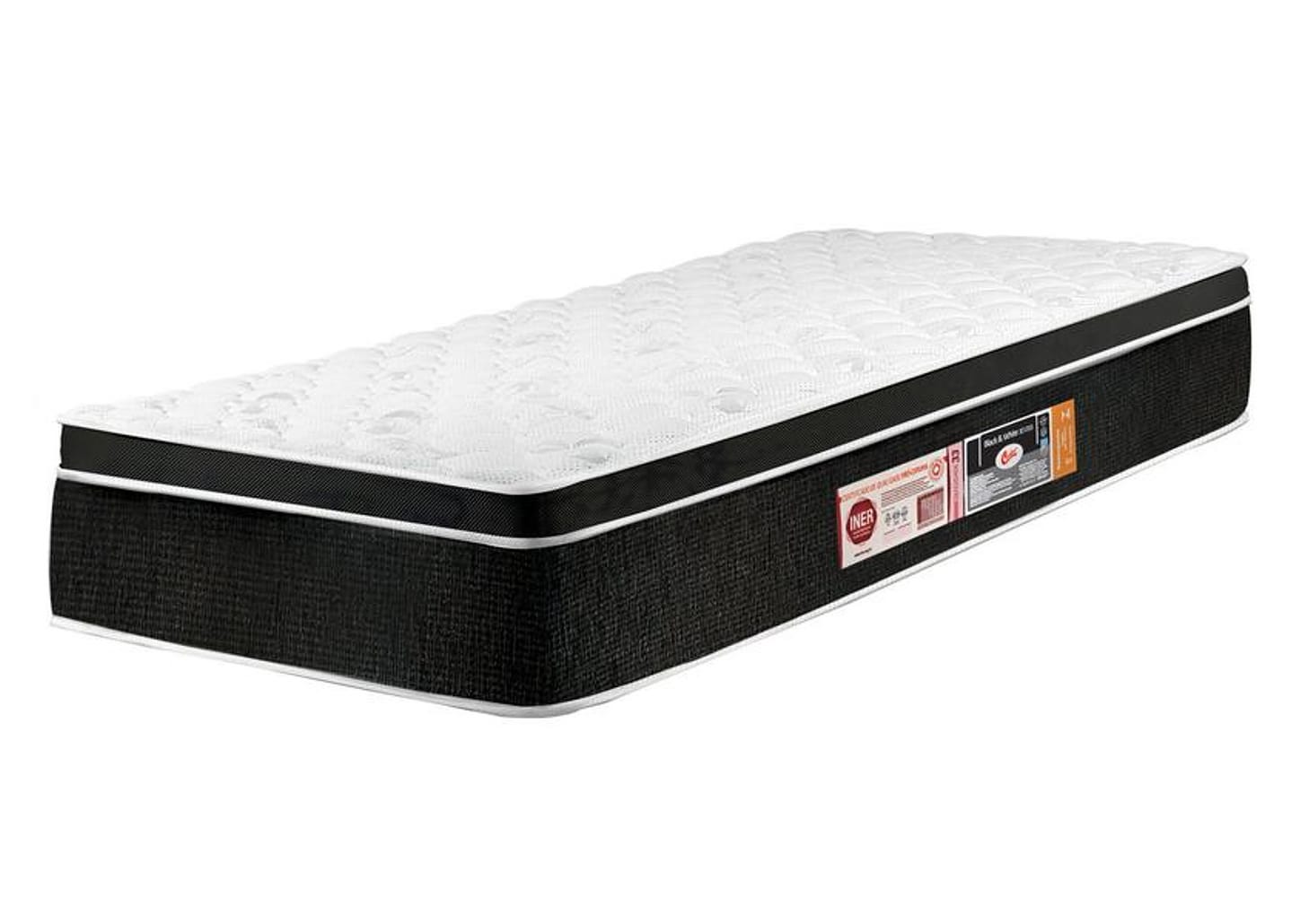 Colchão Solteiro Castor Espuma D-33 88x188cm - Black & White Aria 3D